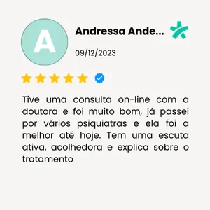 Avaliação verificada publicada no Doctoralia por Andressa